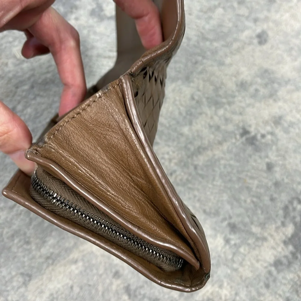 Bottega Veneta Nappa Intrecciato Continental Flap Wallet Woven Leather Brown